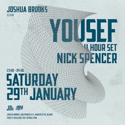Joshua Brooks | Yousef (4 Hour Set) Tickets | Joshua Brooks Manchester  | Sat 29th January 2022 Lineup