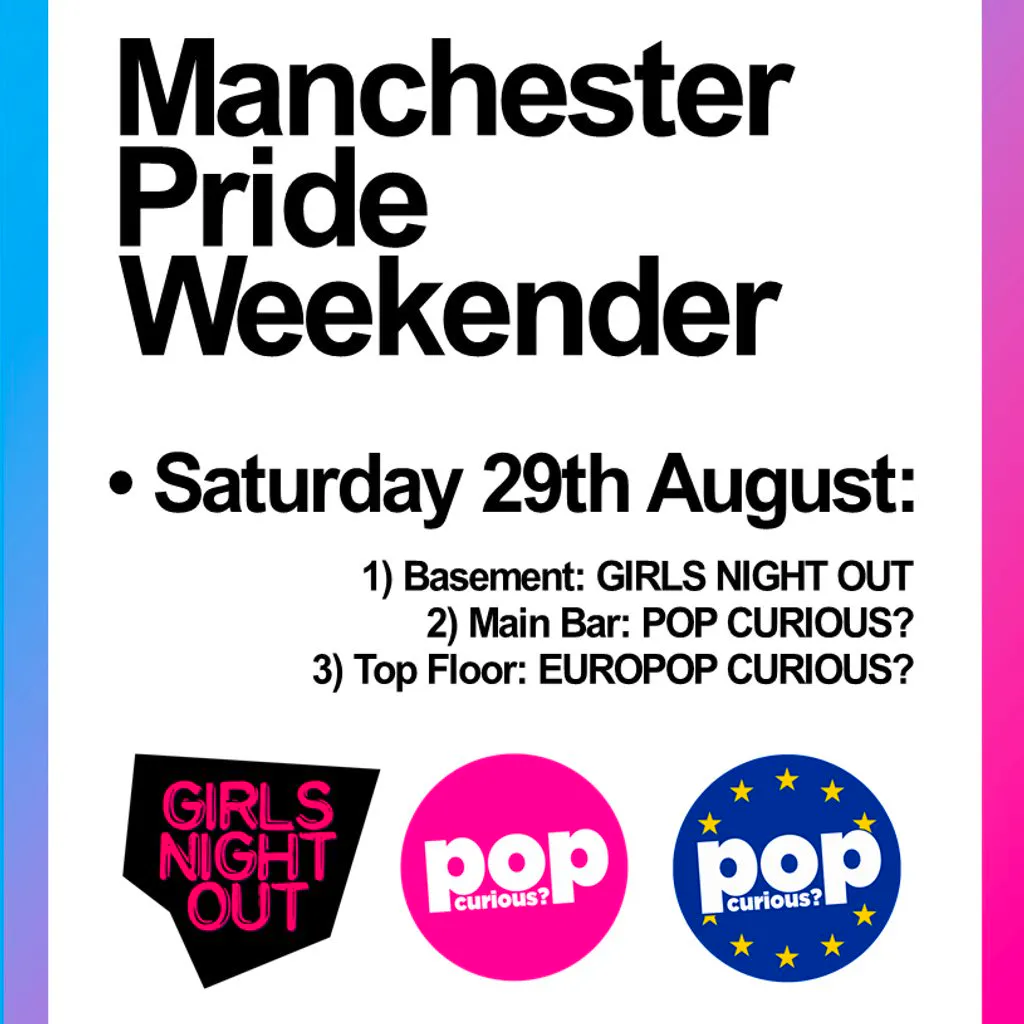 MCR Pride 3 room pop party (Sat 29th Aug) @ Joshua Brooks at Joshua Brooks