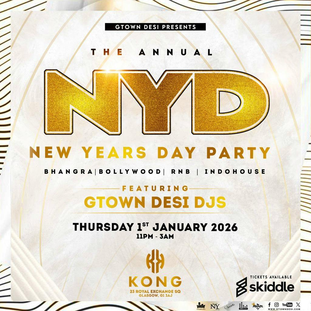 New Years Day Party 2026 with Gtown Desi at KONG Glasgow