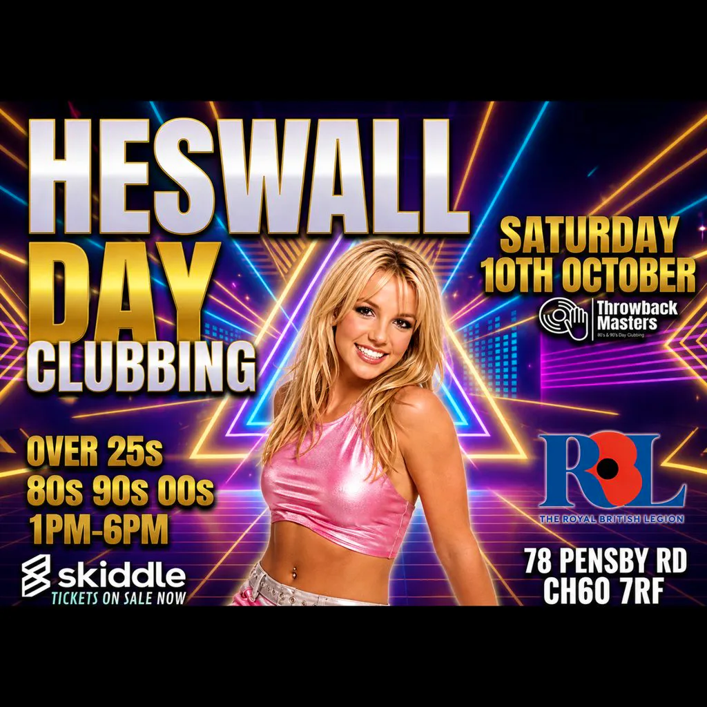 Throwback Masters Heswall Over 25s Day Clubbing 80s 90s 00s at Heswall Royal British Legion