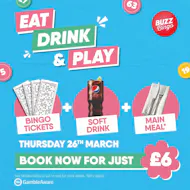 Eat, Drink & Play for £6 - Buzz Bingo Darlington 26/03 at Buzz Bingo Darlington