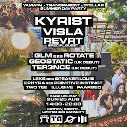 YR x TA x SA Summer Day Party: Kyrist, Visla, Revrt & more! Tickets | Motion Bristol  | Sun 25th August 2024 Lineup