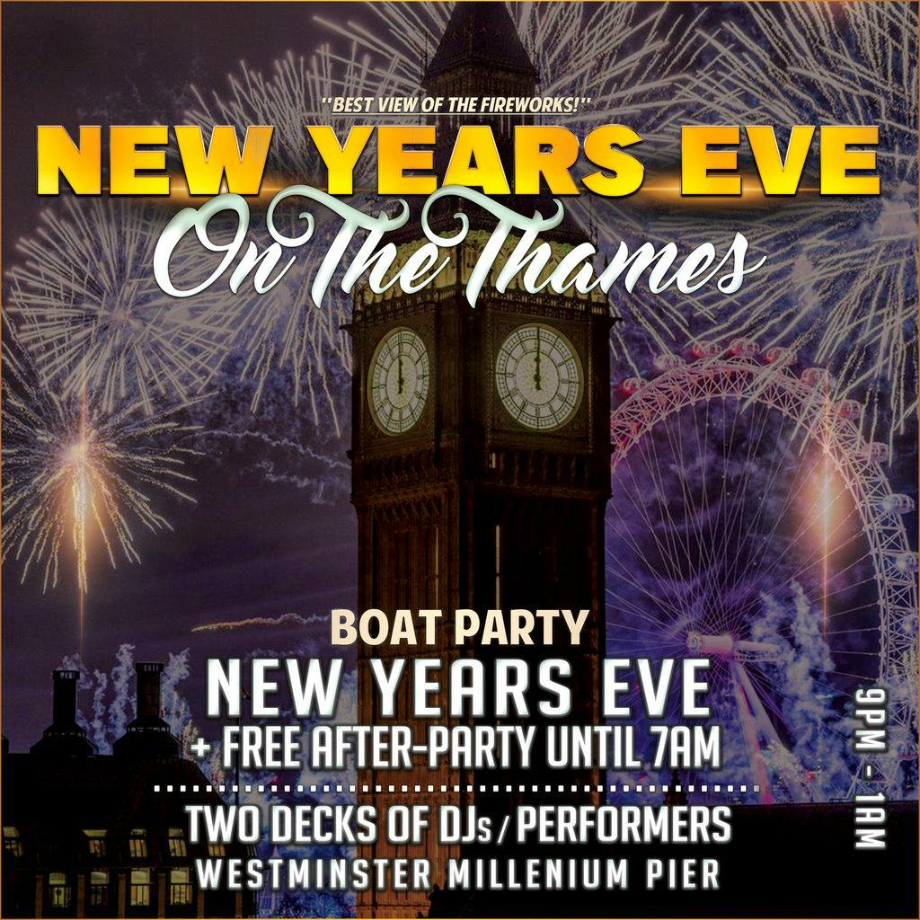 Party Party Fireworks on The Thames the ultimate NYE Boat party at Westminster Pier Victoria Embankment London SW1A 2JH