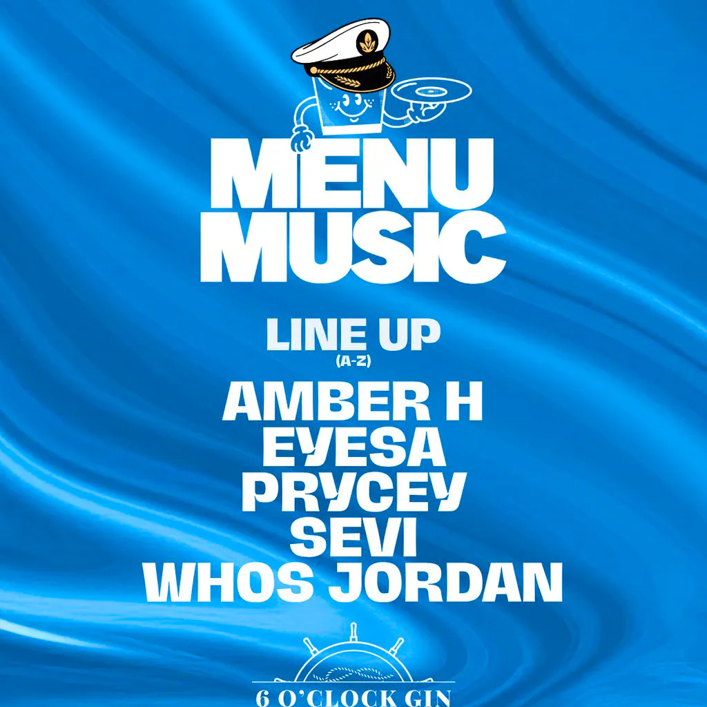 Menu Music X 6 O'clock Gin at The Glassboat at 6 O'clock Gin At The Glassboat