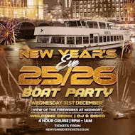 New Years Eve London 2025/25 Fireworks View Thames Boat Party at Millbank Millennium Pier
