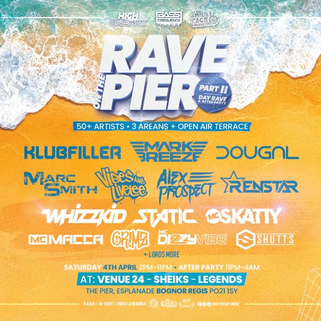 HIGH ENERGY Rave On The Pier 2 | Venue 24 Bognor Regis Sat 04 April 2026