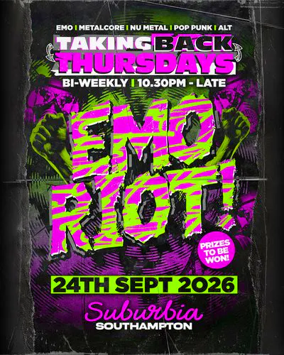 Tickets: Taking Back Thursdays: Emo Riot | Suburbia Southampton