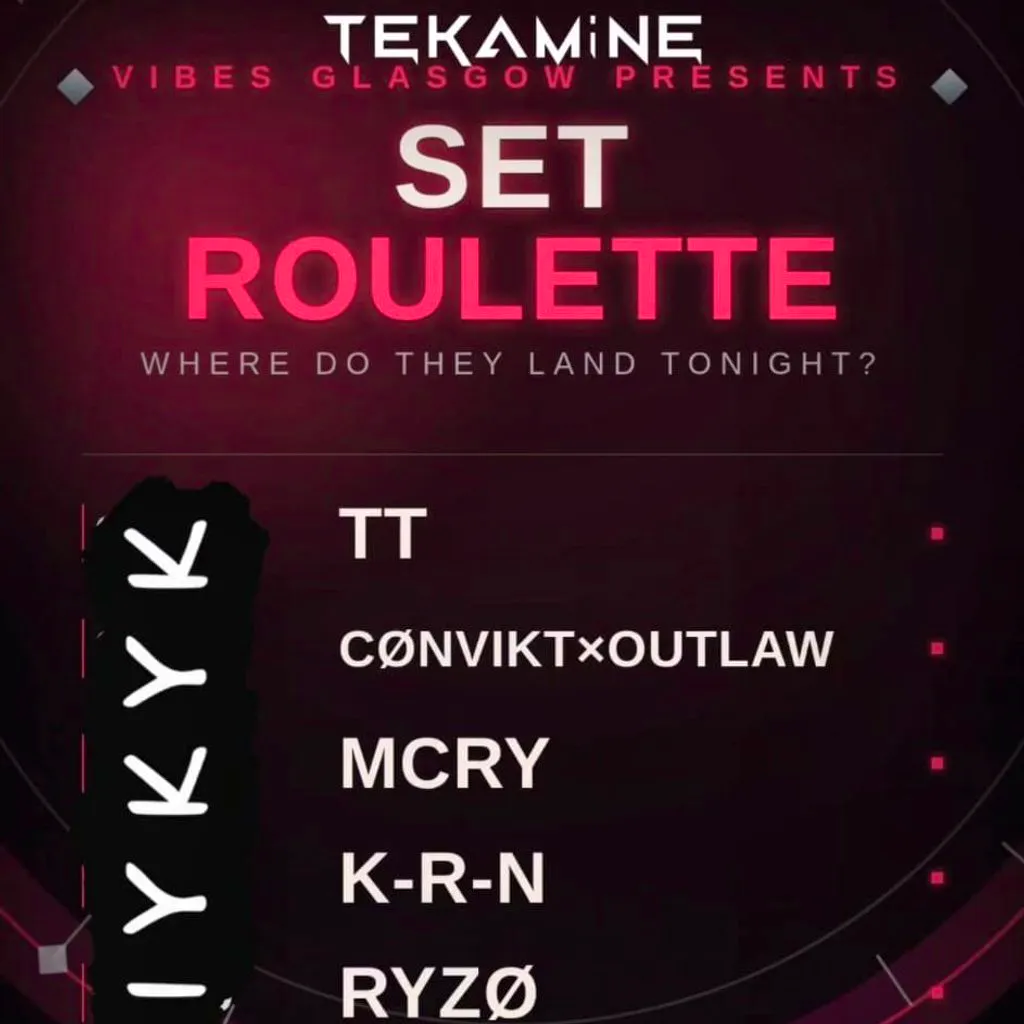 Tekamine x Vibes Presents Set Roulette at Vibes Glasgow