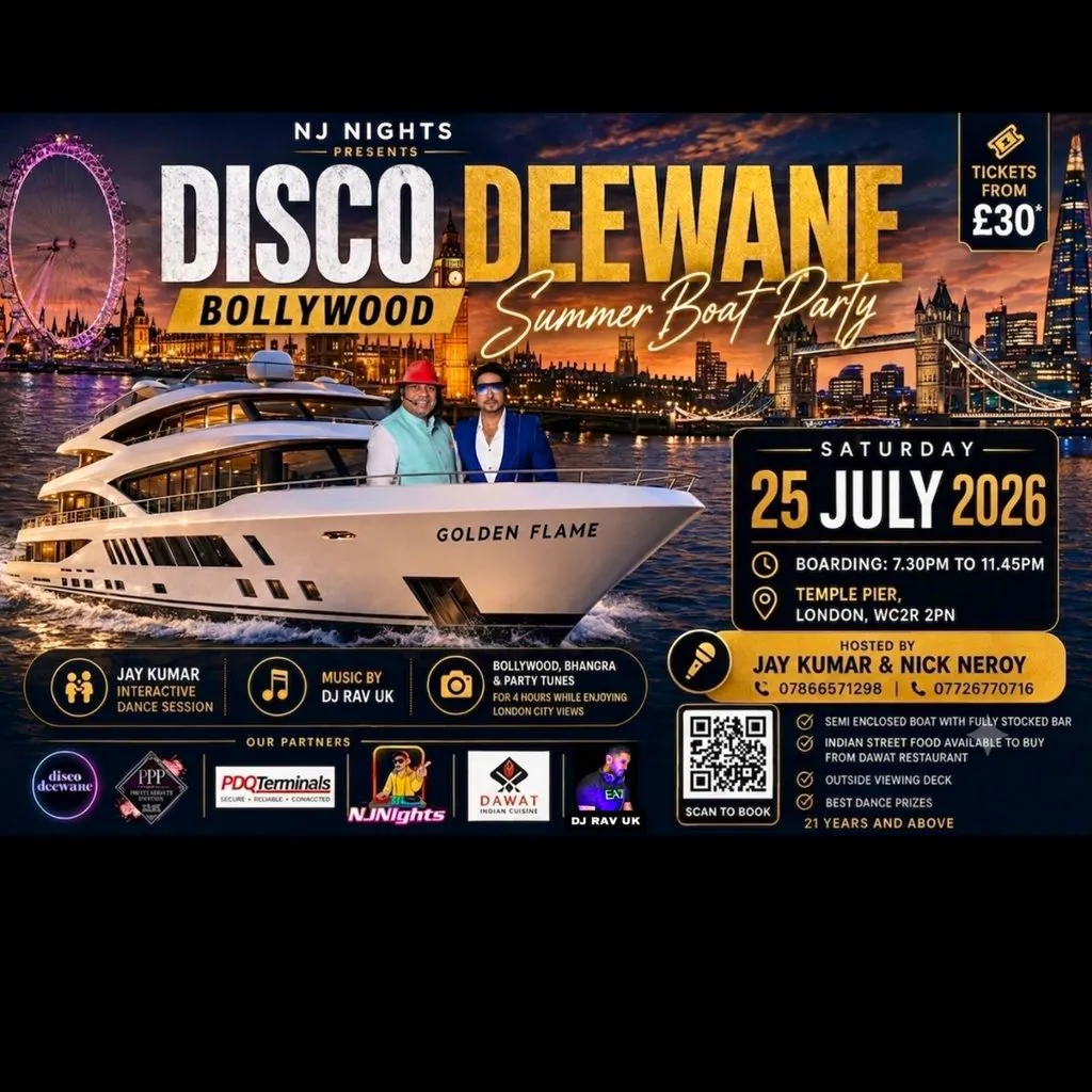 Disco Deewane Summer Bollywood Boat Party -Saturday 25thJuly2026 at Temple Pier