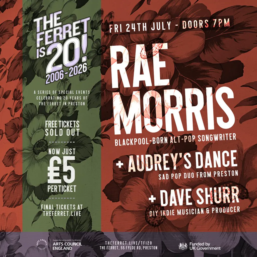 RAE MORRIS + Audrey's Dance + Dave Shurr // The Ferret is 20! at The Ferret