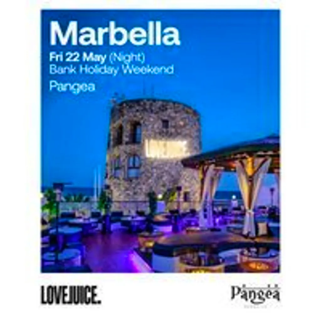 LoveJuice Open Air at Pangea Marbella - Bank Holiday Fri 28 Au at Pangea Marbella