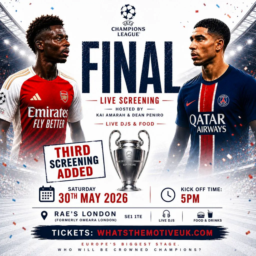 Arsenal v PSG - Champions League Final - LONDON BRIDGE SCREENING at Rae's At Omeara