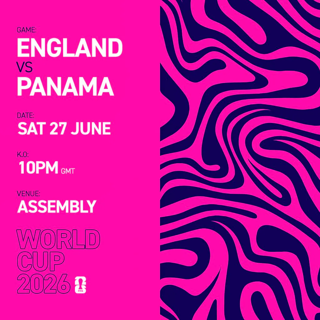 ENGLAND vs PANAMA Sat 27/06/26 FANZONE at The Assembly Leamington