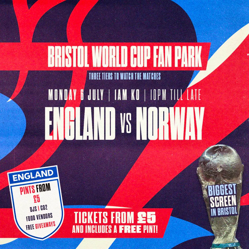 Bristol World Cup Fan Park - England vs Norway! at Secret Venue Bristol TBA
