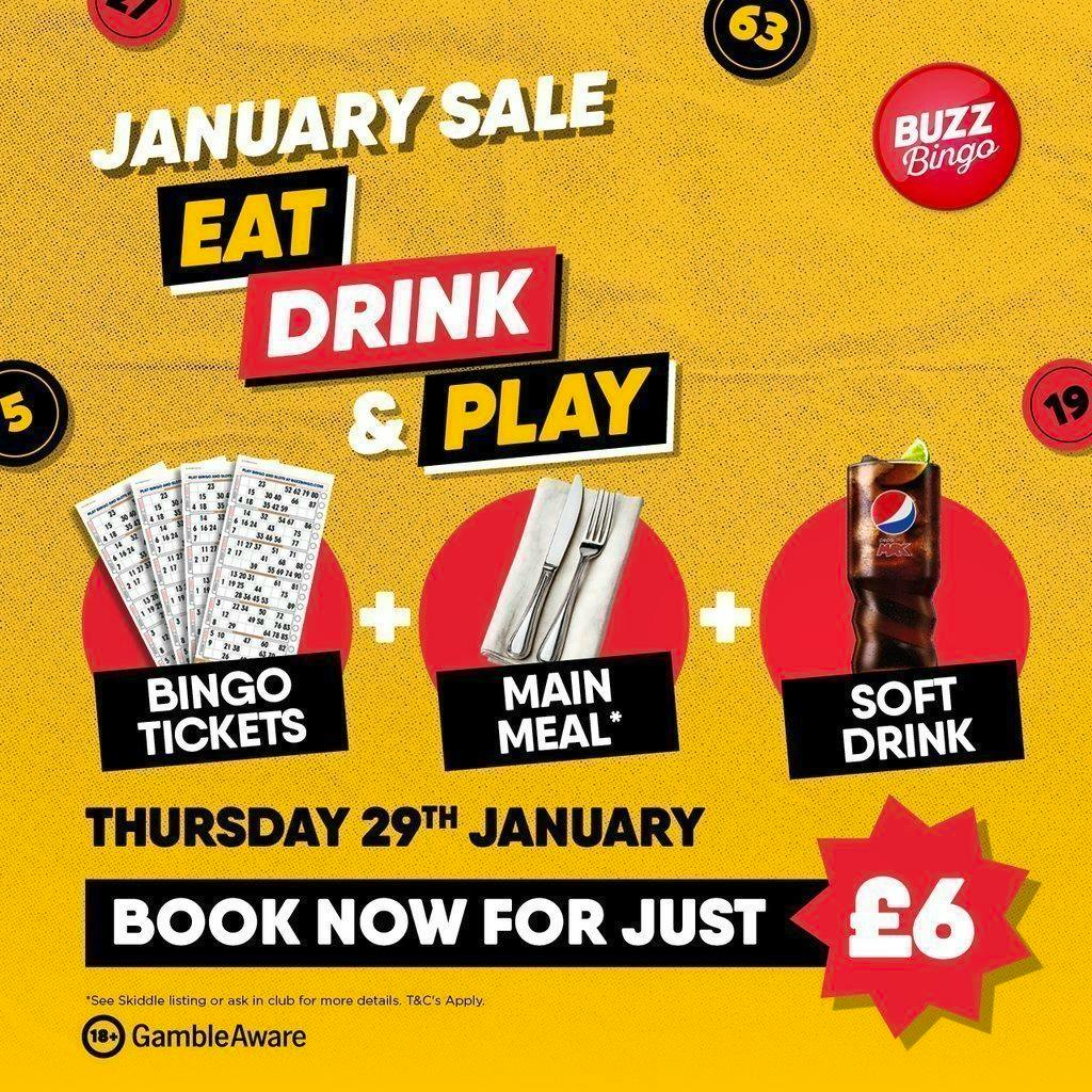 Eat, Drink & Play - Buzz Bingo Morecambe (29/01/26) at Buzz Bingo Morecambe