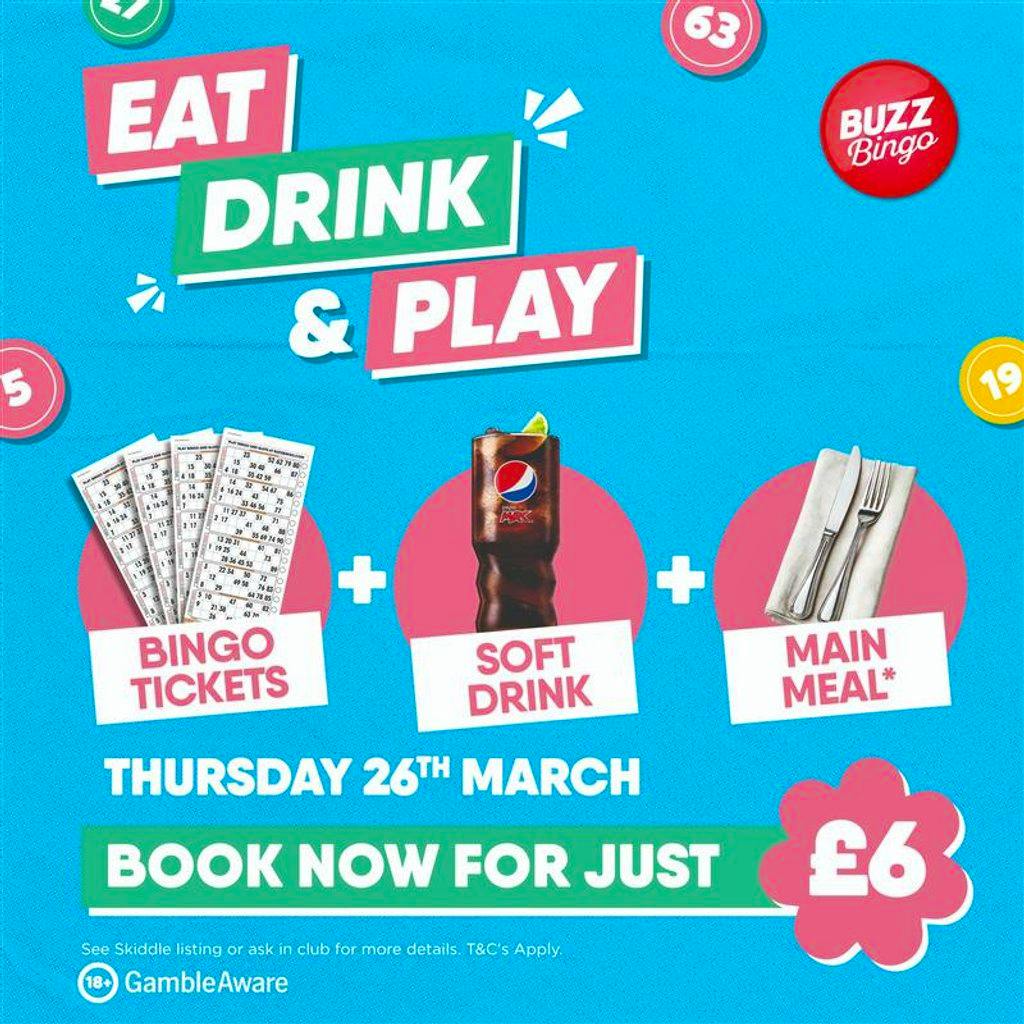 Eat, Drink & Play for £6 - Buzz Bingo Ashton 26/03 at Buzz Bingo Ashton