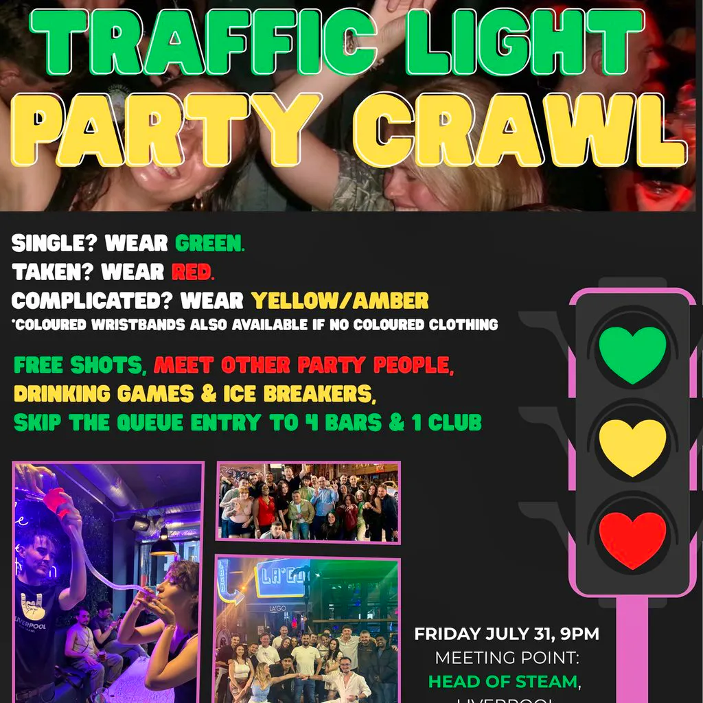 Liverpool Traffic Light Pub Crawl with Free Shots and Club Entry at Head Of Steam