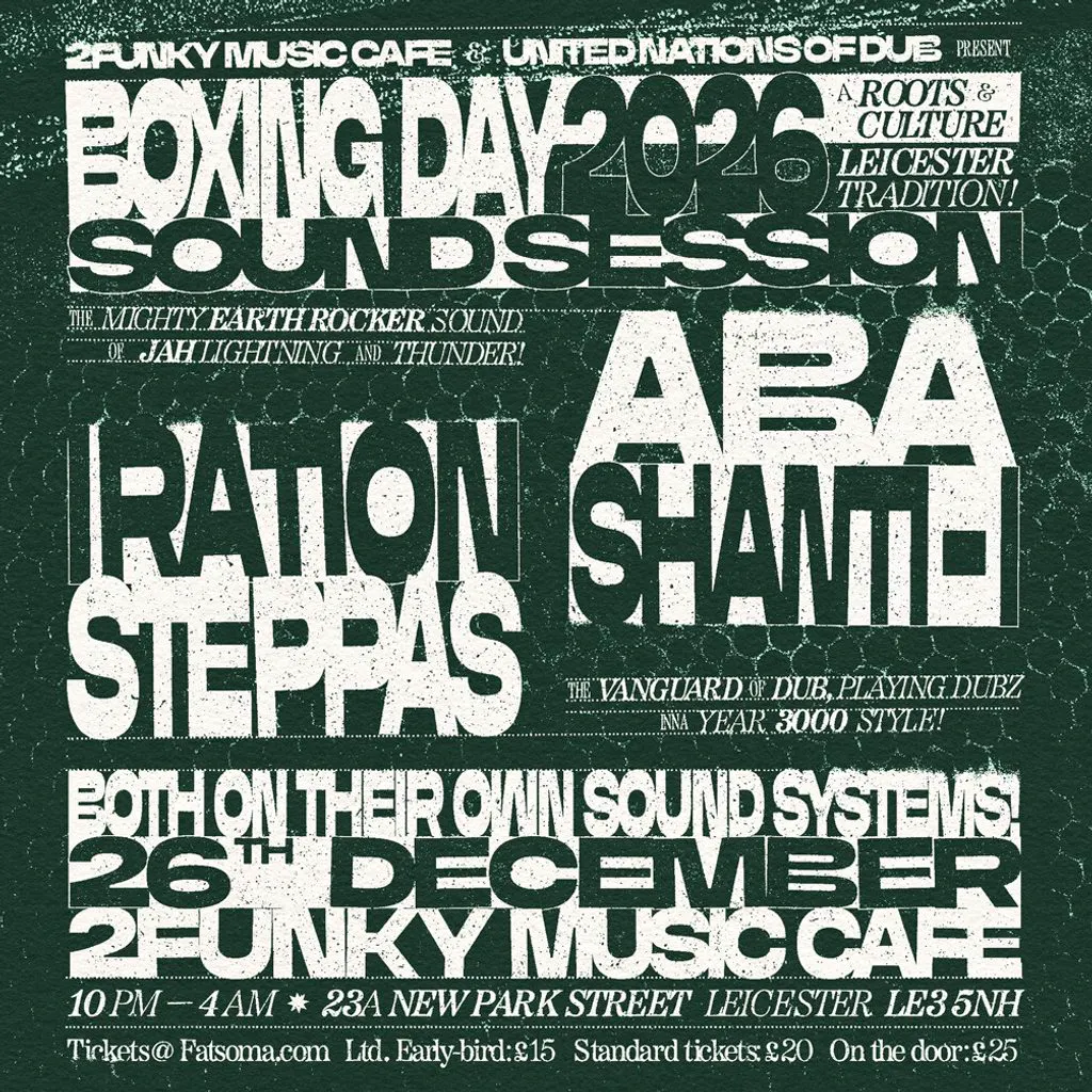 Boxing Day Sound Session 2026 - Aba Shanti-i & Iration Steppas at 2Funky Music Cafe