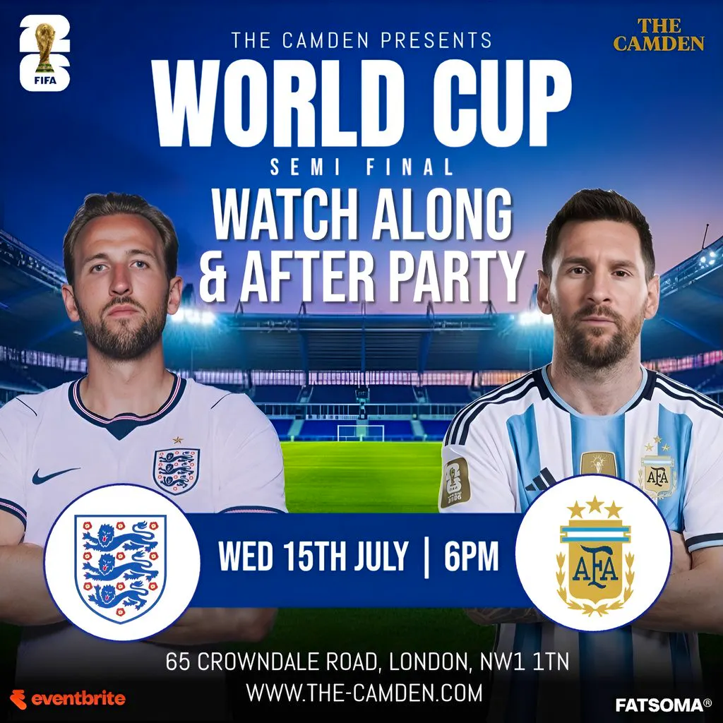 England vs Argentina | World Cup Semi Final Watch Along & Party at The Camden
