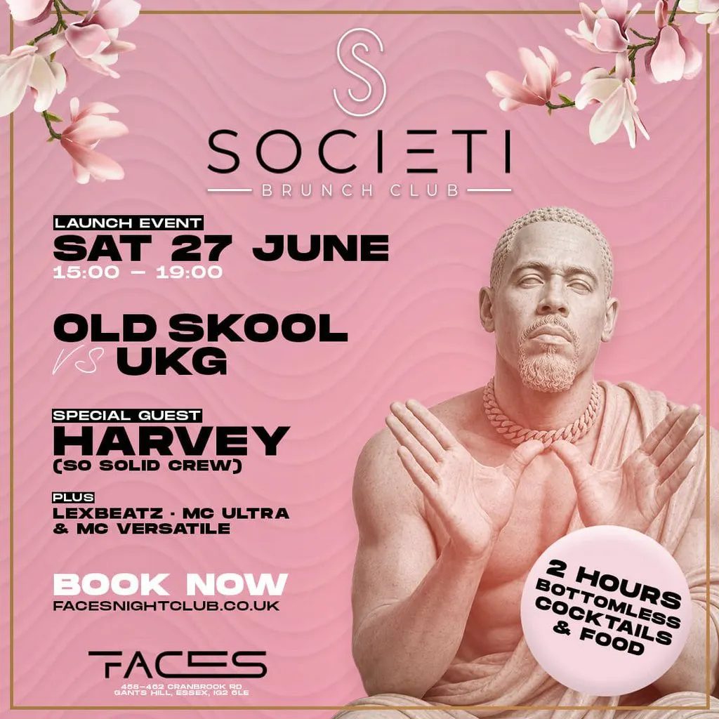 Old Skool Vs UKG Bottomless Brunch Harvey Live PA at Faces NightClub, UK