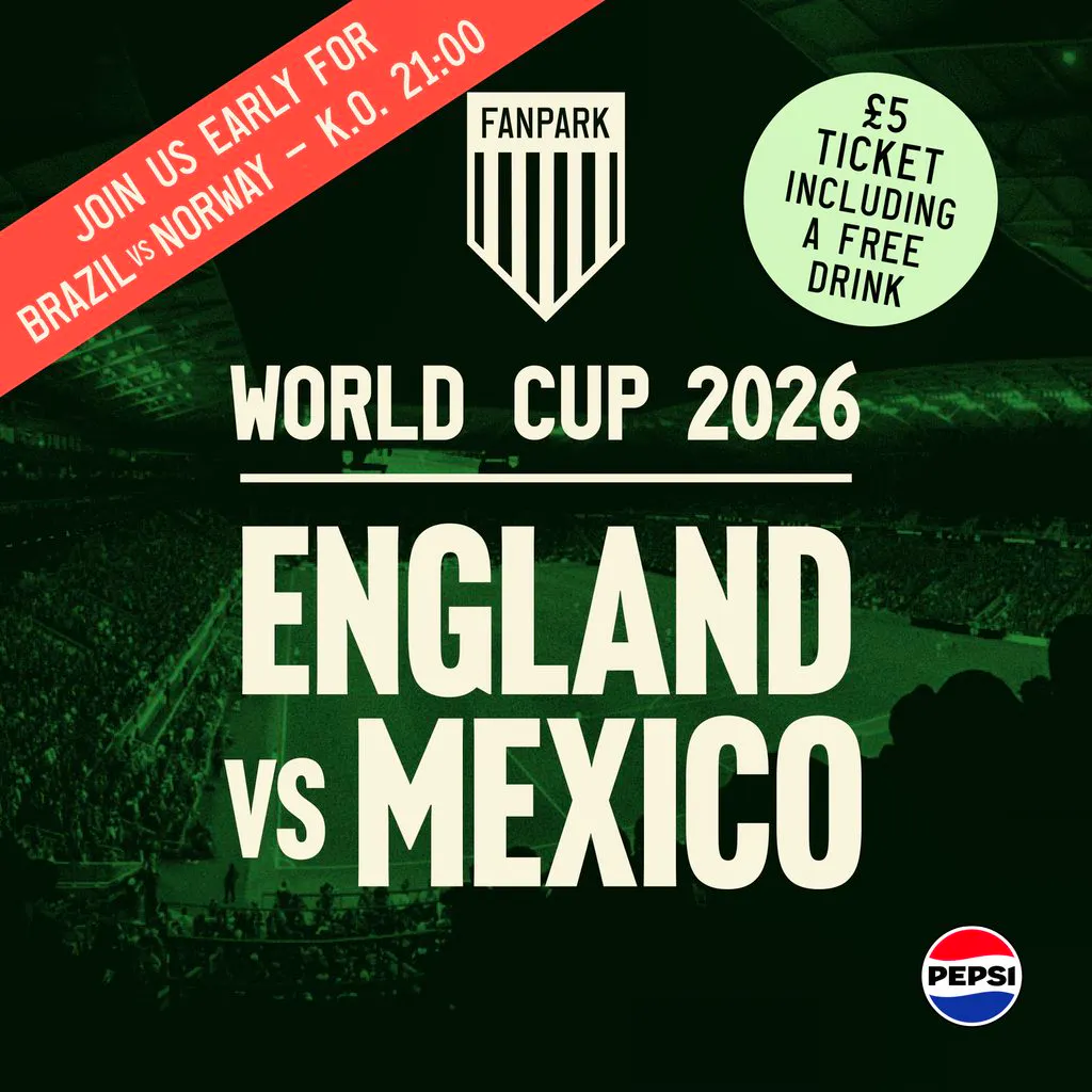FIFA World Cup Screening: ENGLAND VS MEXICO! Includes FREE Drink at Camp And Furnace