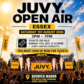 JUVY Open Air - Sat 1st August @ Berwick Manor Essex