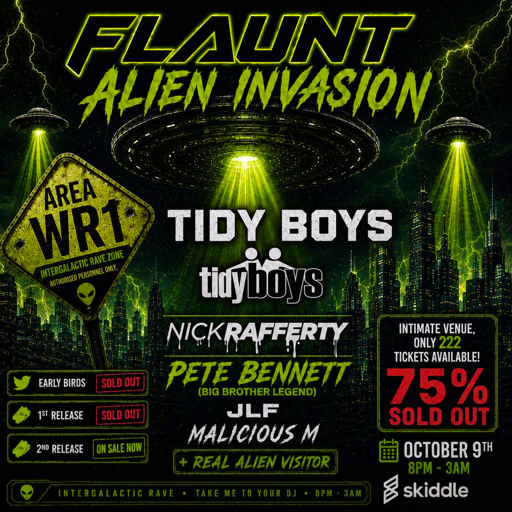 FLAUNT - Alien Invasion With The TIDY BOYS (75% sold out) at Atique Room At The Velvet Lounge