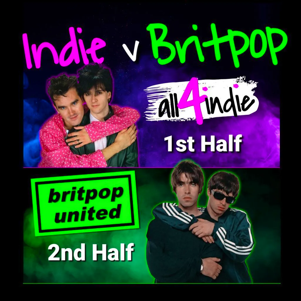 INDIE v BRITPOP Double Headliner | all4indie v Britpop United at Lions Den