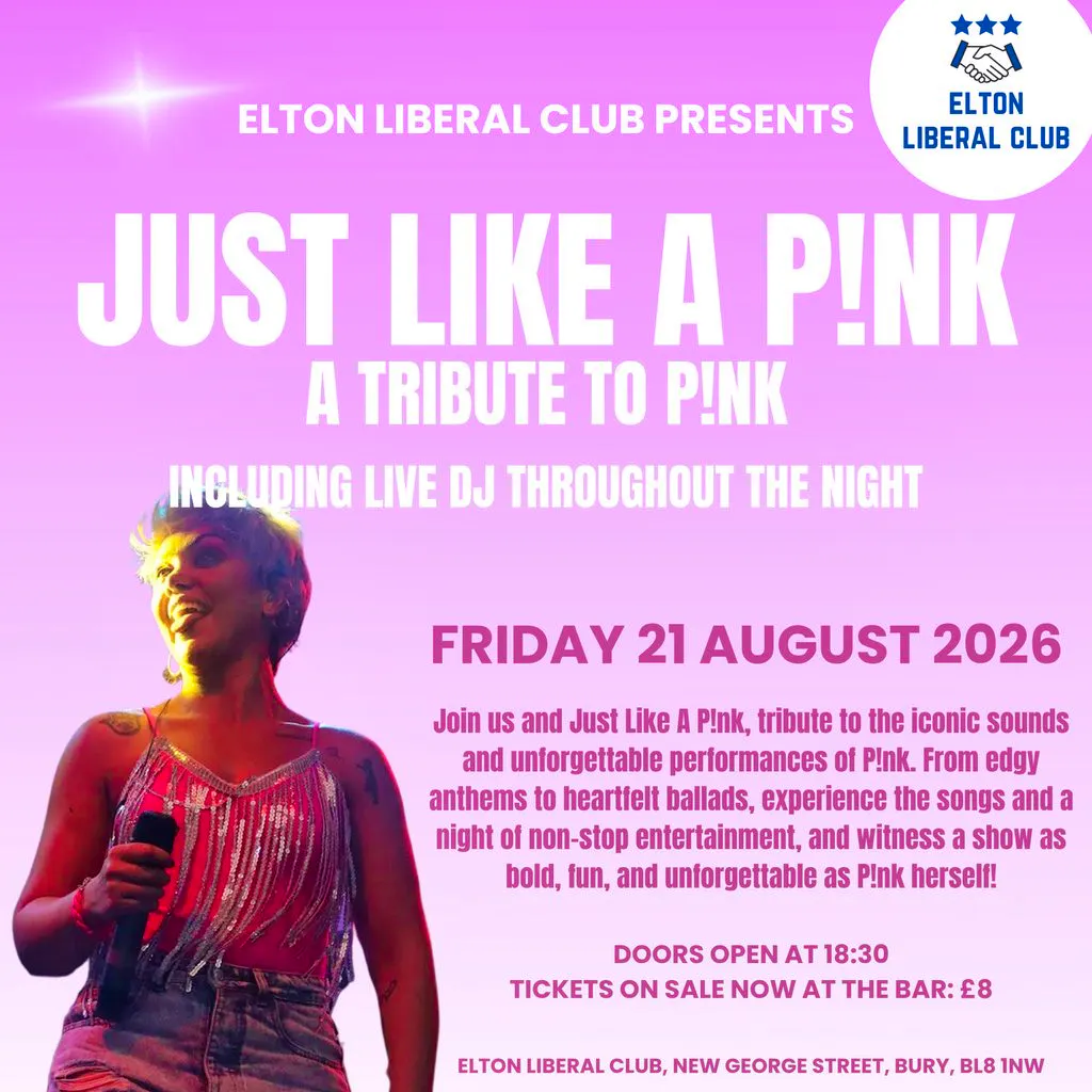 Just Like A P!NK (A Tribute To P!NK) at Elton Liberal Club In Bury