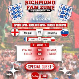 England v Slovenia - Euro Group Game 3 - Richmond Fanzone Surrey Tickets | Apps Court Farm Walton-on-Thames  | Tue 25th June 2024 Lineup