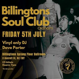 Billingtons Soul Club Tickets | Billingtons Oldham  | Fri 5th July 2024 Lineup