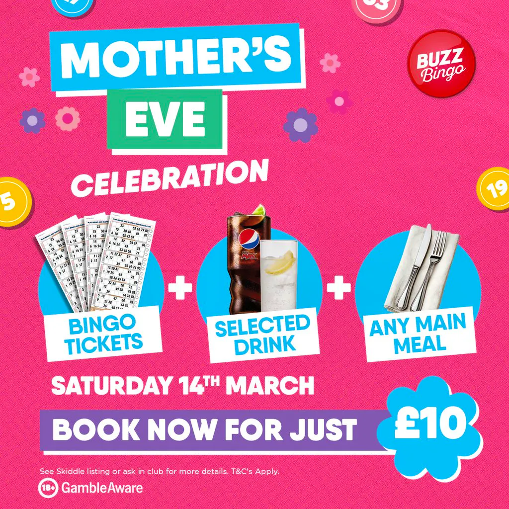 Eat, Drink & Play Mothers Eve 14/03- Buzz Bingo Glasgow at Buzz Bingo Possilpark Glasgow