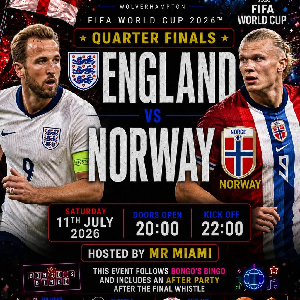 FIFA World Cup 2026 - England vs Norway (Quarter Final) at The Apollo Wolverhampton