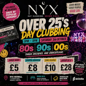 Over 25's Day Clubbing - 80s, 90s & 00s