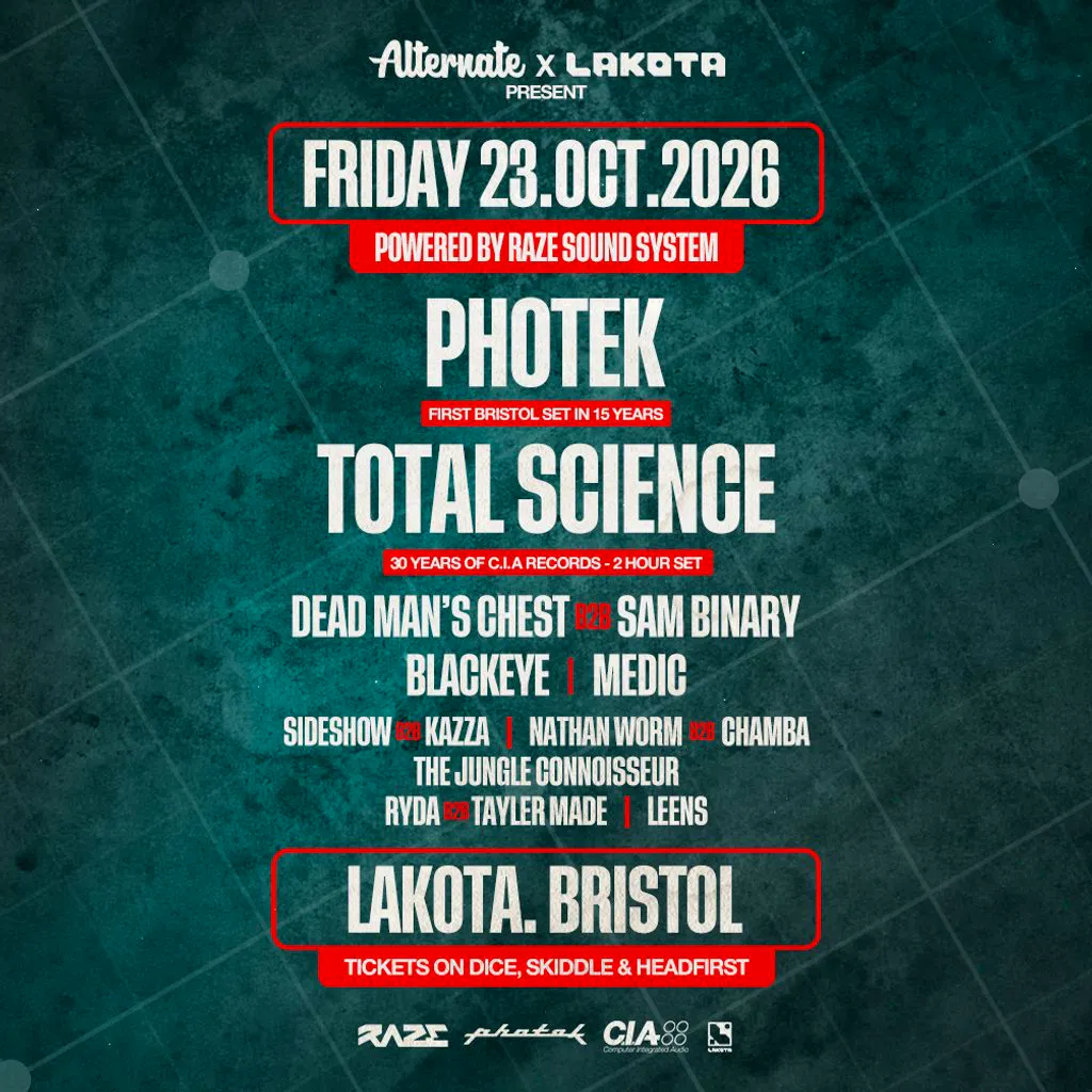 Alternate Presents Photek, Total Science +more! at Lakota