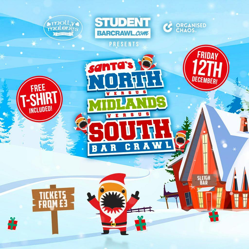 Santa's North vs. Midlands vs. South Bar Crawl at Crystal Bar