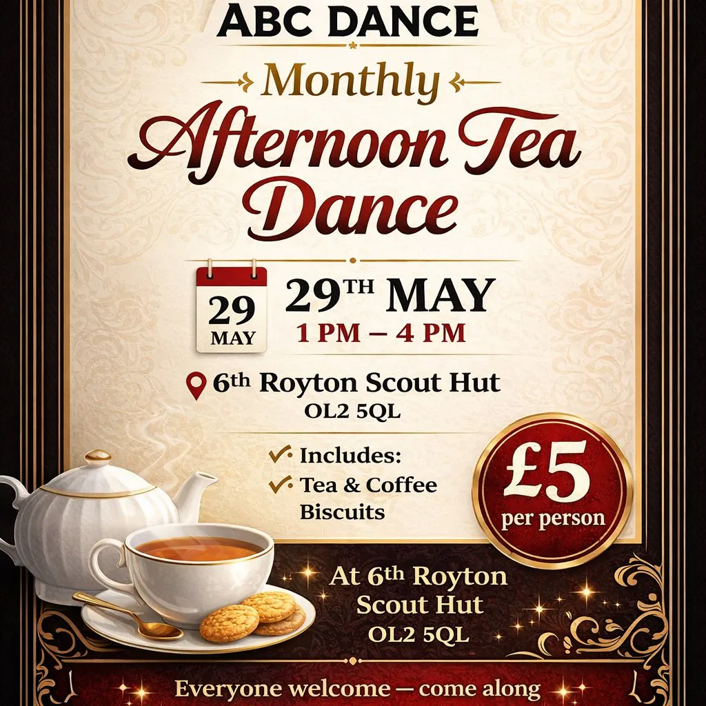 Tickets: May Monthly Royton Tea Dance | Ol2 5ql 6th Royton Scout Hut ...