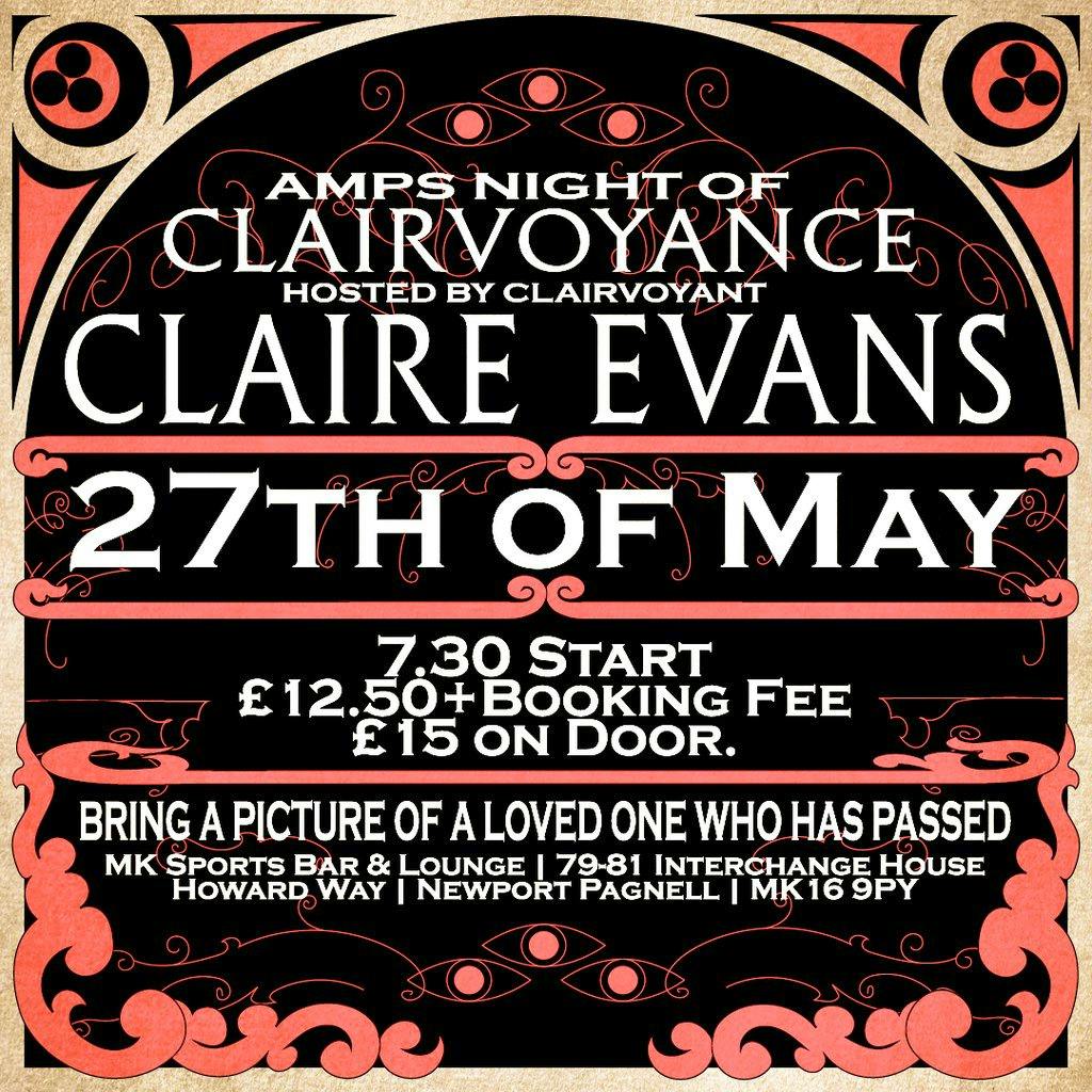 AMPS Night of Clairvoyance with Claire Evans at MK Sports Bar And Lounge