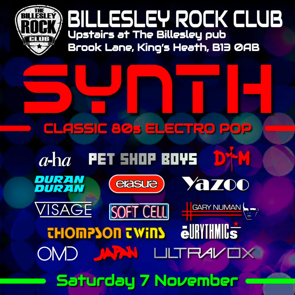 SYNTH Live at The Billesley Rock Club at Billesley Rock Club