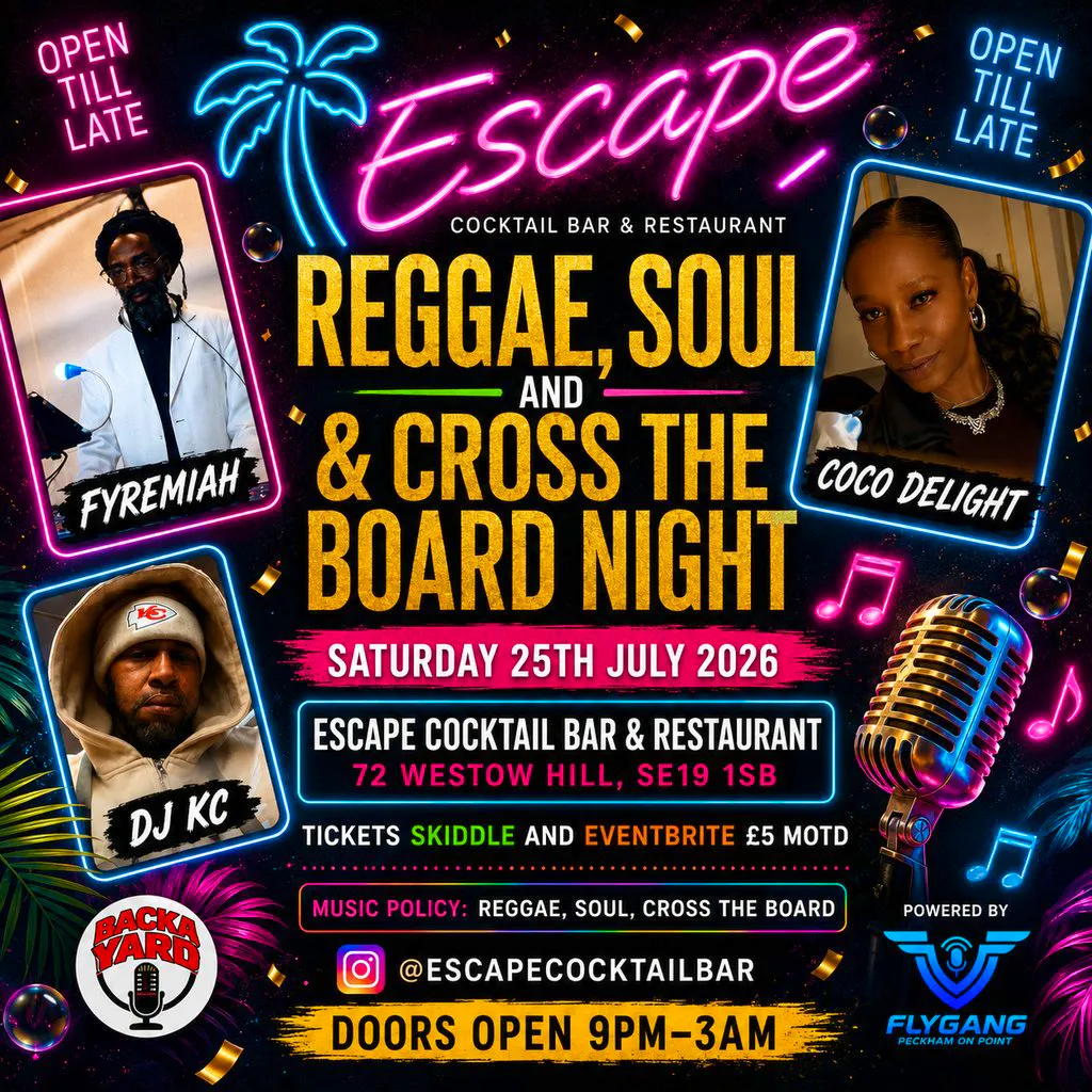 Reggae, Soul & Cross The Board Night at Escape Bar