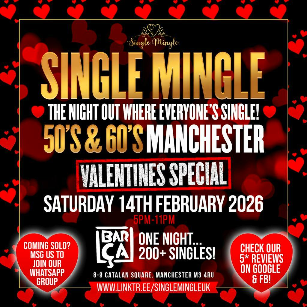 Single Mingle (MCR) - 50's & 60's - 14th February 2026 at Barca