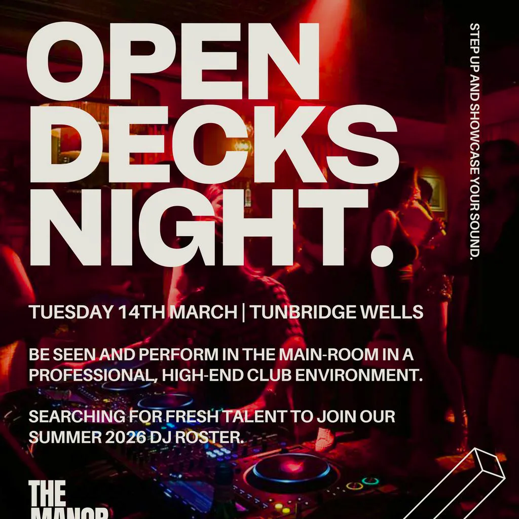 Open Decks Night in Tunbridge Wells at The Manor House Tunbridge Wells