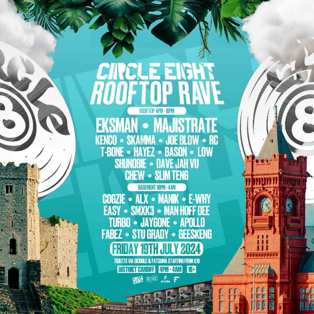 Circle Eight Rooftop Rave Eksman & Majistrate District Cardiff