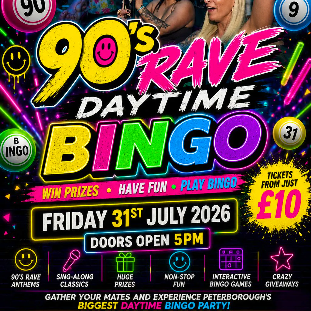 90s Rave Daytime Bingo / Peterborough at Velvet Panache Peterborough