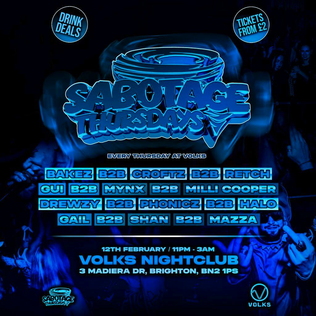 Sabotage Thursdays at The Volks Nightclub