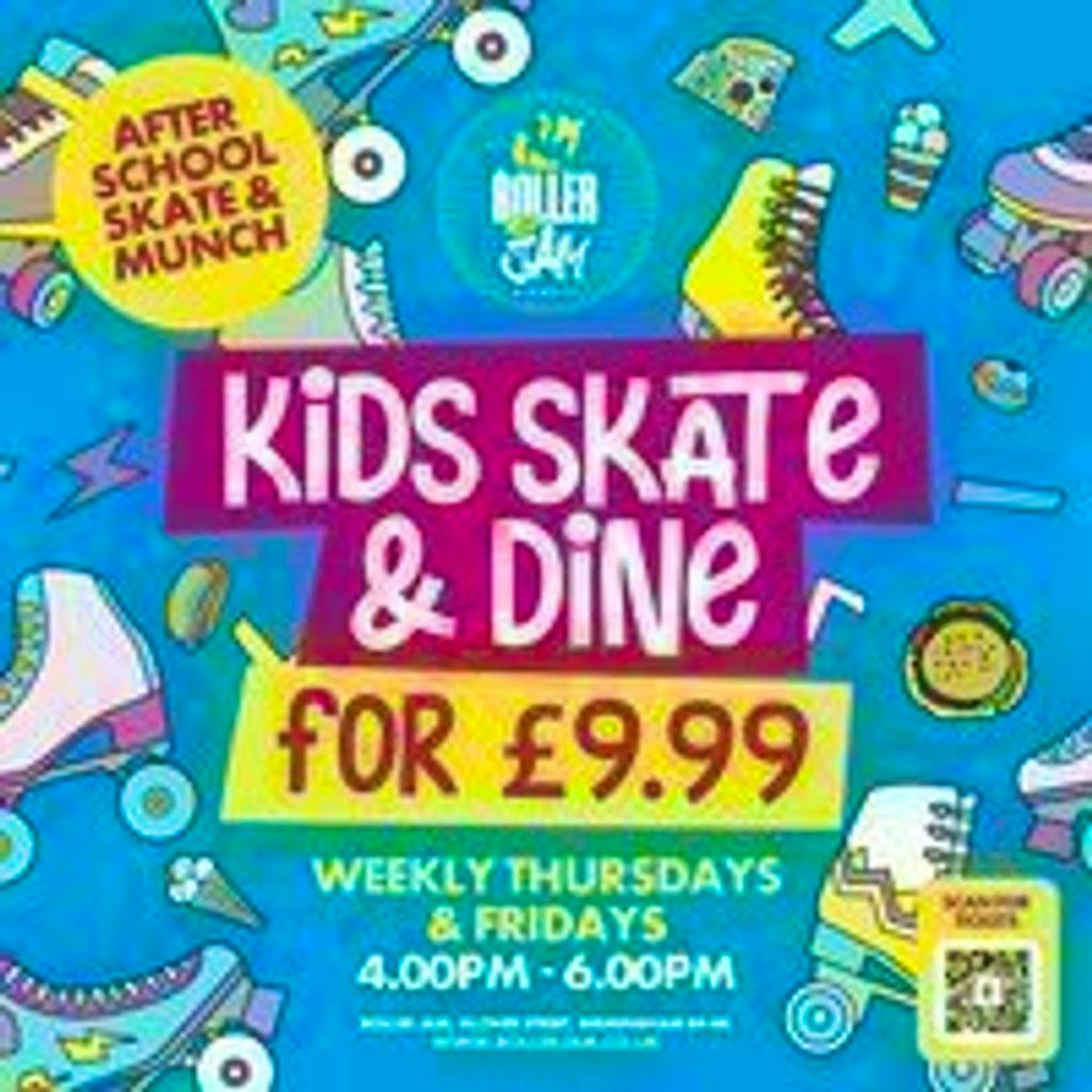 Skate and Dine for £9.99 Roller Jam Birmingham Fri 15th December