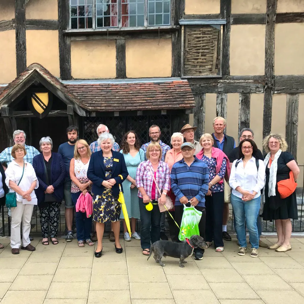 Saturday afternoon with Stratford Town Walk at Swan Fountain, Waterside, Stratford Upon Avon