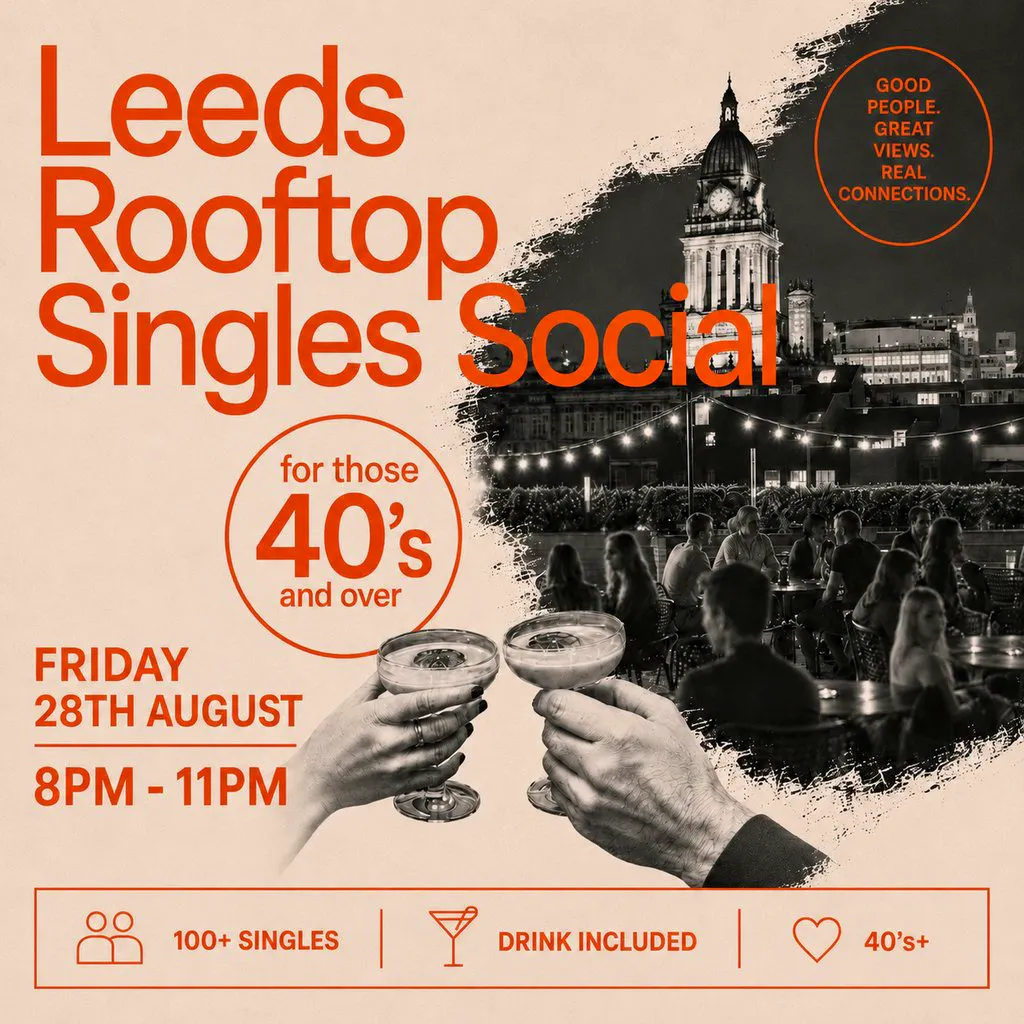 Leeds Rooftop Singles Social | 100+ Singles | Over 40s at The Rooftop Social
