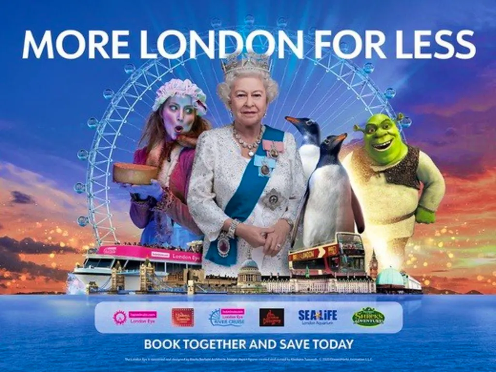 London Eye + Sea Life London + Shrek's Adventure - 3 Way Multi Attraction Passes at Riverside Building County Hall Westminster Bridge Road 
