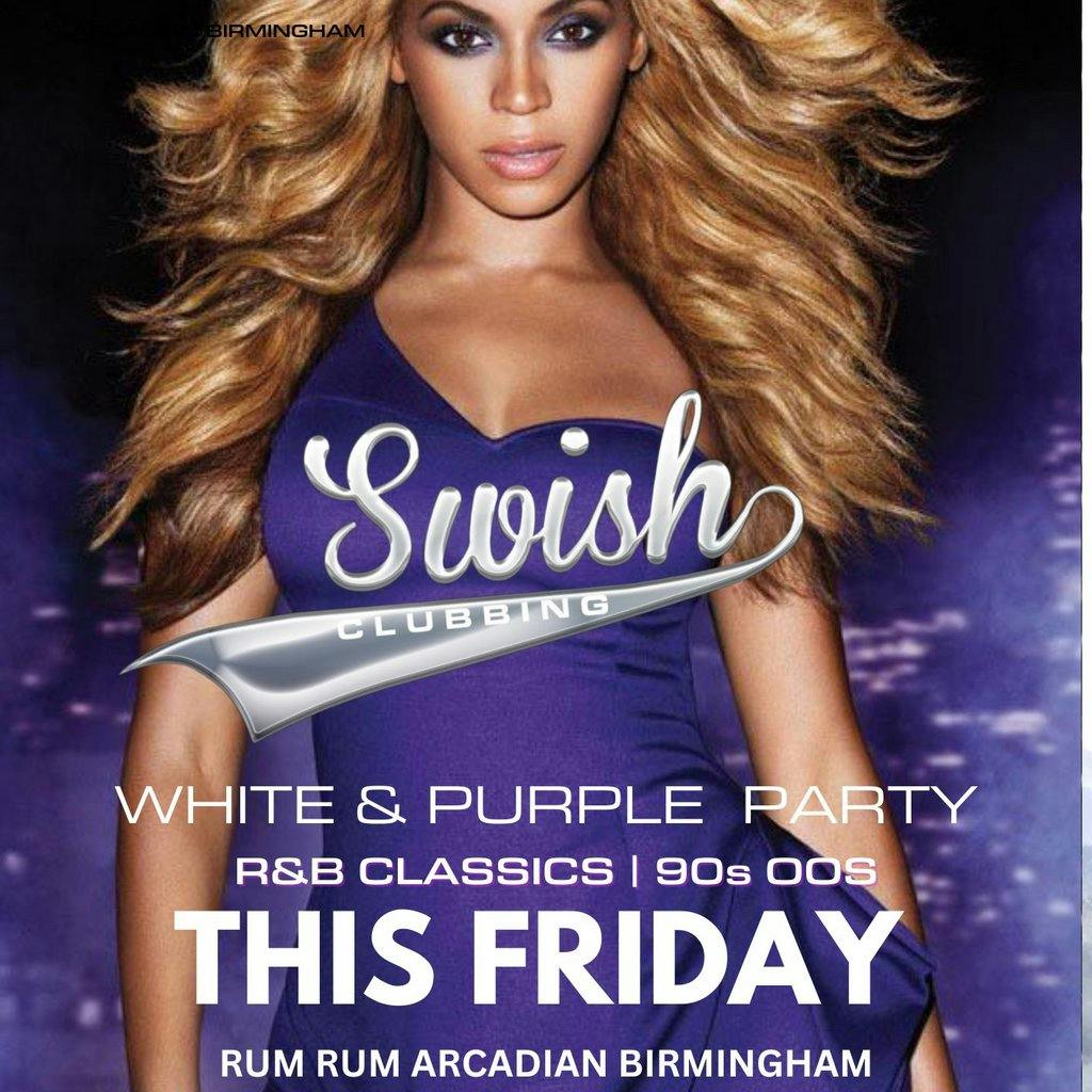 Swish Mark Dwayne Purple & White Party Tickets Rum Rum Bar Birmingham